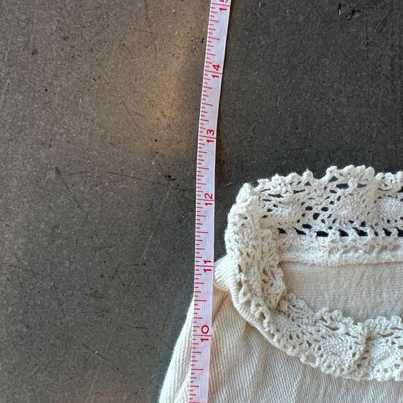 Vintage Y2K Boho Lace Denim White Casual High Waisted Short White 7/8 - Picture 6 of 7